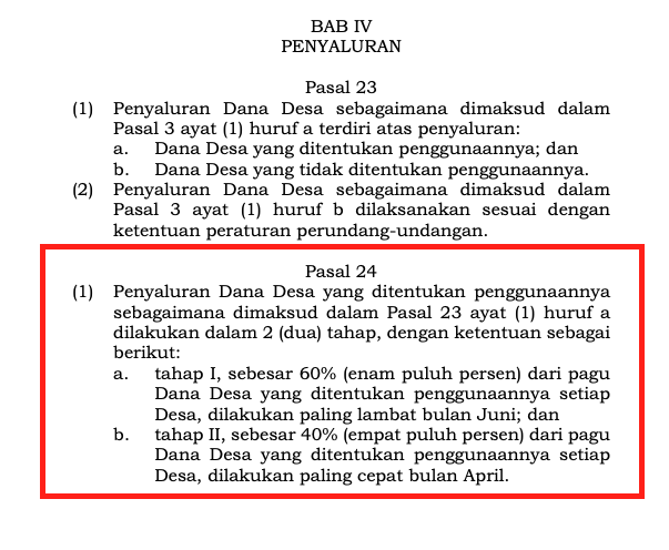 Tahap Penyaluran Dana Desa Tahun 2025