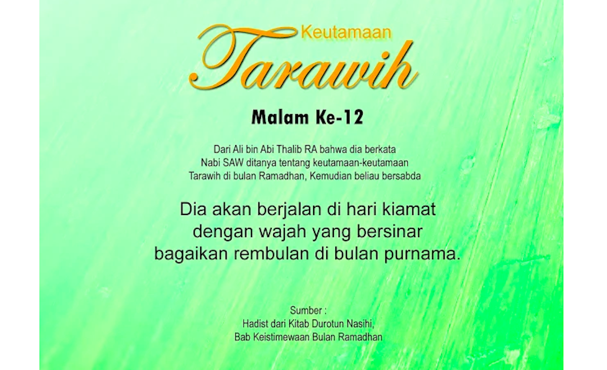Fadhilah Sholat Tarawih Malam ke 12,