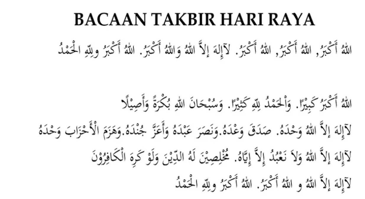 Teks Takbiran Idul Fitri 2025