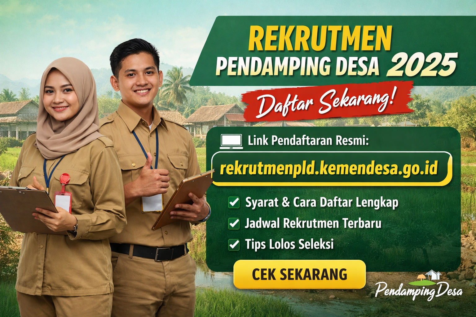 Link Pendaftaran Pendamping Desa 2025 di rekrutmenpld.kemendesa.go.id